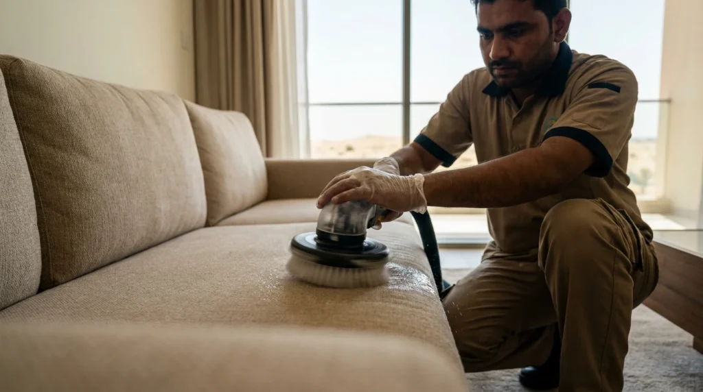 تنظيف كنب بقع صعبة دبي: دليل شركة كوكب النظافة المعتمدة